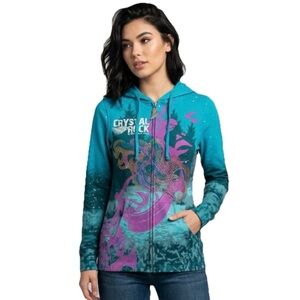 Christian Audigier Crystal Rock Women’s Blue & Pink Cotton Hoodie Size Small